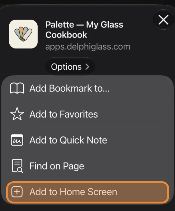 Safari Share menu with Add to Home Screen highlighted